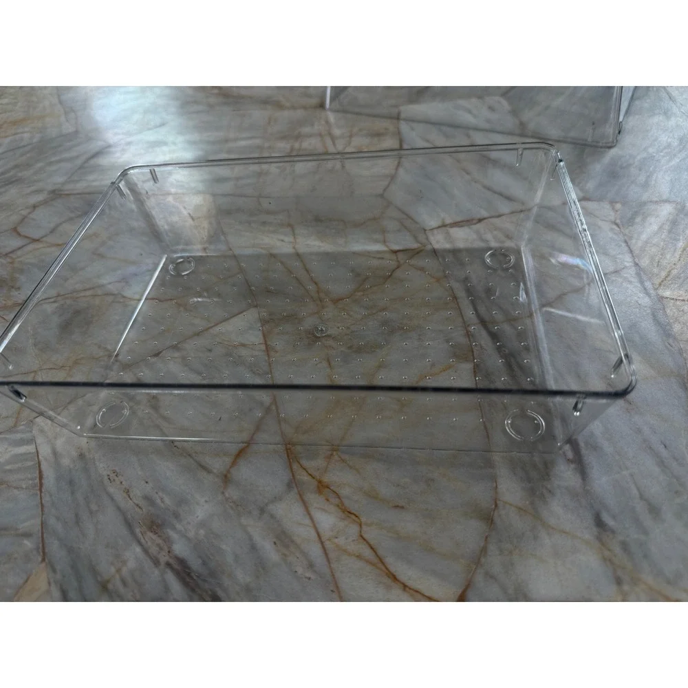 Set of 3 Clear Acrylic Drawer Organizer Bins Rectangular Storage Trays 9.5x6.5x2